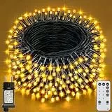 Realky Guirlande Lumineuse de Noël, 38.2M 320 LED Lumières de Noël Intérieur et Extérieure, 8 Modes et Fonction Mémoire Guirlande Lumineuse Sapin pour Balcon, Jardin, Maison Décoration - Blanc Chaud