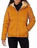 Amazon Essentials Doudoune à Capuche Légèrement Matelassée à Fermeture Éclair Intégrale, Résistante à l'eau et Doublée en Sherpa Femme, Chameau, S