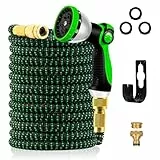 Yofidra Tuyau Arrosage Extensible - 15m/50FT Tuyau d'arrosage Flexible avec 10 Modèles de Pulvérisation, Connecteurs Métalliques 1/2' et 3/4' Garden Hose pour Jardin, Arrosage, Nettoyage