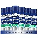 Gillette Series Gel À Raser Apaisant À L’aloe Vera, Pour Les Peaux Sensibles, Protection Complète Contre Les Irritations, 6x200ml