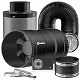 Hon&Guan Kit de ventilation en ligne de 150 mm - 587 m³/h - Kit complet avec régulateur de vitesse, filtre à charbon actif, tuyau d'échappement, manchon en caoutchouc, système de ventilation pour