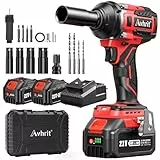 Avhrit Clé à Chocs Sans Fil Brushless avec 2x 4.0 Ah Batteries, 700N.m/Ft-lbs Boulonneuse à Choc Electrique, 21V Visseuse à Chocs avec 4 Douilles à Chocs, Compatible avec Makita 18V