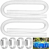 Amzeeniu tuyau piscine 32mm 2Pcs 32mm Tuyau pour Piscine Hors Sol,tuyau de pompe filtre à sable piscine avec 4 colliers de serrage en métal,Tuyau de Piscine pour Piscines 150 cm Tuyau de Remplacement