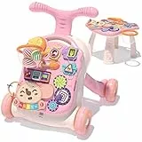 QDRAGON Trotteur Bebe Enfants, Troteur Marche Détachable avec Vitesse Réglable et Table Activité d'éveil, Evolutif 3 en 1 Chariot de Marche pour Bebe 6-36 Mois Garçon et Fille