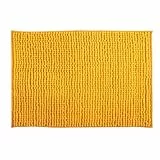 MSV Tapis de Bain Tapis de Douche „Chenille“ Poils Longs Microfibres Moelleux Anti-dérapant 40x60 cm Safran Jaune