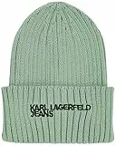 KARL LAGERFELD JEANS Femme Bonnet À Logo Essentiel Vert, One Size