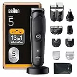 Braun Tondeuse Electrique Tout-En-Un Pour Hommes Series 5 AIO5565 Noir, etanche, Kit De Rasage 13-En-1 Avec Lame Ultra Affûtée, Coffret Avec 8 Sabots Pour Les Cheveux, La Barbe, Le Nez et Le Corps