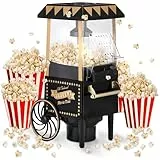 NK Machine Pop Corn Rétro 1.200W à Air Chaud - Machine à Popcorn Électrique Sans Huile, 0.3L, Prête en 2 Min, Compacte et Vintage, Idéale pour la Maison (Noir)