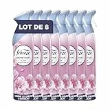 Febreze Spray Désodorisant Fleur Naissante 8 X 185 ML, 2 En 1 Combat Les Odeurs Et Rafraîchit