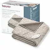 Beurer HD 75 Couverture chauffante Nordic, aspect fourrure synthétique, avec 6 niveaux de température, lavable en machine (30°C), couverture chauffante avec arrêt automatique, beige/marron, 180x130 cm