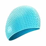 Lin's Liliana Bonnet de bain tendance pour homme et femme en silicone Particle Water Drop Swimming Cap Waterproof and Non-Stretching - Unisexe (Rose Bleu)