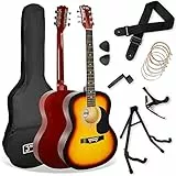 3rd Avenue Pack Guitare Acoustique 4/4 Taille Standard pour Débutants, Housse, Médiators, Jeu de Cordes de Rechange, Stand, Sangle, Capodastre – Sunburst