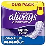 Always Discreet Serviettes Pour Fuites Urinaires Femmes Long Plus 16 Serviettes Protection Extra Sûre Et Discrétion Optimale