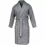 HOMELEVEL Peignoir de bain en tissu éponge - 100% coton - Pour homme et femme - Tailles S à 6 XL, gris, XXXL