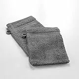 Douceur d'Intérieur, 2 Gants de Toilette (15 x 21 cm) Tendresse Anthracite, Eponge Unie