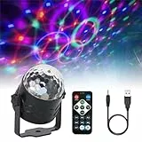 Boule Disco USB Jeux de Lumiere pour Soiree Boule à Facette Couleur Boule Disco Lumineuse Rotative 360° avec Télécommande et Prise USB 7 Couleurs RGB Boule Lumineuse Disco pour Fête Bar Club