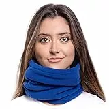 Karl Loven Tour de Cou Homme Femme Unisex Polaire Cache-Cou col Nez Hiver masque écharpe Tube Chaud épais ski cyclisme vélo moto Sport Bonnet Snow Bandeau Coupe-Vent élastique (Bleu)