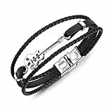 ATEIELLI Homme Bracelet Cuir PU Guitare Acier Inoxydable 21cm Réglable B306 (Guitare-3)