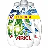 Ariel Lessive Liquide, 80 Lavages (4 x 20 Lavages), +Protection Active Contre Les Odeurs, Touch of Febreze, Élimine Même Les Odeurs De Transpiration Pendant 7 Jours, Fabriqué En France