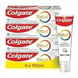 Colgate Total Dentifrice Soin Complet, Anti-Caries, Dentifrice Antibactérien 24 Heures de Protection, Dentifrice au Fluor, Lot de 4 Tubes de 100 ml