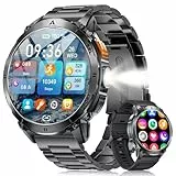 LIGE Militaire Montre Connectée Homme avec 1.62'' AMOLED Écran/LED Lampe/730mAh Batterie,Smartwatch Homme avec 100+ Modes Sportifs,24/7 Moniteur de Fréquence Cardiaque et Sommeil pour Android iOS