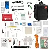 VEVOR Trousse Premiers Secours en Nylon 600D Kit Sac de Survie 250 PCS Fournitures Médicales d'urgence, Tissu Résistant, pour Camping, Bateau, Voyages, Randonnée, Chasse, Aventure en Plein Air, Noir