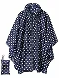 SaphiRose Poncho de pluie, veste manteau à capuche pour adulte, avec poches - Bleu - Taille Unique