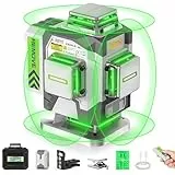 Huepar Pro Niveau Laser Auto-nivelant 4 x 360° Outil de Niveaux Laser de Haute Précision, Niveau Laser Vert Pour la Construction, Batterie Li-ion Rechargeable 8000mAh, Télécommande
