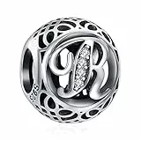 ChicSilver Femme Charme Argent 925 pour Bracelet,Breloque Perles Charms Lettres A-Z pour Bracelets,Bijoux Charms Pendentif 26 Initiales pour DIY Colliers,Cadeau pour Femmes Filles (Boîte à Bijoux