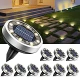 btfarm Lot de 10 Lampe Solaire Au Sol, 8 LED Jardin Exterieur Solaire Etanche IP65 Lumiere Solaire, Spot Solaire Extérieur pour Chemins Pelouse Terrasse Allée Cour Piscine, Blanc Chaud