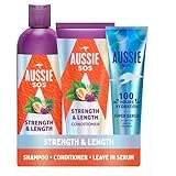 Aussie Ensemble shampooing et après-shampoing forts, hydrate et renforce les cheveux longs et faibles, nourrit les cheveux fragiles pour aider à prévenir les pointes fourchues et la casse causée par
