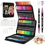 Gelanty Feutres Coloriage Adulte, 80 Stylos Dual Tip Brush Lot de Marqueurs d'art Calligraphie Lettrage Feutre pour Coloriage Adulte, Croquis, Peinture, Création Artistique