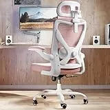 TRALT Chaise de Bureau, Ergonomique, avec Appui-tête réglable, appuie-tête, Chaise de Jeu, en Forme de X, 150 kg, Rose