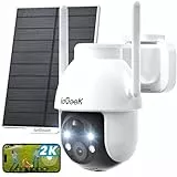 ieGeek 2K Camera Surveillance WiFi Exterieure sans Fil Solaire - 360° PTZ Camera Exterieur sans Fil Batterie Vision Nocturne Couleur, Détection Humaine PIR