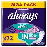 Always Daily Fresh Lot de 72 protège-slips pour femme Flexistyle Gigapack Parfum frais Convient à toutes les formes de culotte Respirantes et flexibles