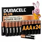 DURACELL Plus Piles AAA (Lot de 24) – Piles Alcalines 1,5 V–Durent jusqu’à 100 % plus longtemps grâce aux Actifs POWER BOOST–Fiable pour vos Appareils du Quotidien–Emballage 0 % Plastique–MN2400