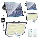 PIKOY Lot de 2 lampes solaires de jardin d'extérieur 238 LED 2000 lm 3 modes avec détecteur de mouvement à distance 2200 mAh IP65 étanche