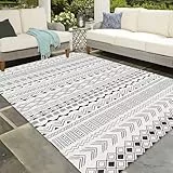 Vamcheer Tapis Salon Lavable 160x230 - Grand Tapis Salle a Manger,Moquette Chambre/Descente de Lit,Tapis de Sol Lavable en Machine,Tapis terrasse, Couloir,Antidérapant et résistant,Noir/Blanc