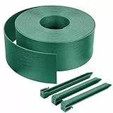 VOUNOT® Bordure de Jardin en PE 20 mètres avec 12 Piquets d’ancrage Bordure de Gazon Flexible Bordurette de Pelouse Aspect Naturel Hauteur 13cm Epaisseur 4mm Vert