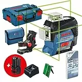 Bosch Professional 12V System laser lignes GLL 3-80 CG (2 batteries 12 V, chargeur, laser vert, avec application mobile dédiée, support, portée : jusqu’à 30 m, dans une L-BOXX) – Amazon Exclusive