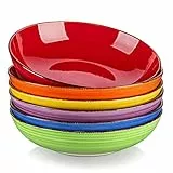 vancasso Série BONITA Lot de 6 Bol à Pâtes en Grès de 38oz Bols Service, 21.6cm, Passent au Micro-ondes et au Four à Soupe pour Cuisine, Multicoloré