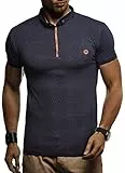 Leif Nelson LN1295 T-shirt à col polo, basique pour l’été, pour homme, coupe ajustée, à manches courtes, avec du coton, noir/blanc, bleu, S