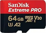 SanDisk 64 Go Extreme PRO microSDXC carte + adaptateur SD + RescuePro Deluxe jusqu'à 200 Mo/s avec des performances applicatives A2 UHS-I Class 10 U3 V30