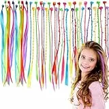 LUFFLOK 42 Pièces Extensions de Cheveux Couleur avec Clips Cheveux, Kit de Tressage de Cheveux pour Filles et Enfants, Set Accessoires de Coiffure, Rajout Cheveux Tresses pour Fêtes (42 Pièces)
