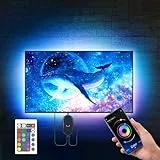 Mexllex Ruban Led TV 5M, Led Ruban Bande Lumineuse Led 5050 RGB SMD Multicouleur Rétroéclairage TV avec Télécommande App pour 75'-85' HDTV, Alimenté par USB