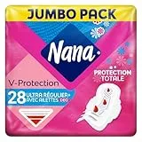 Nana Ultra Régulier Plus Deo Serviettes Hygiéniques Avec Ailettes - Flux Modérés - 28 Serviettes En Pochette Individuelle