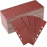 Sruhrak 50 Pièces Papier a Poncer, 93 X 230 mm Feuilles Abrasives 40/60/80/120/240 Grains Abrasives Papier pour Ponceuse Vibrante Polir et Enlever La Rouille