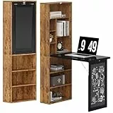 HOMCOM Bureau Informatique Pliable, Bureau avec bibliothèque, Poste de Travail, Tableau Noir, 9 Compartiments Ouverts et étagère réglable, Table d'ordinateur pour Chambre, 98x51x153cm, Brun Rustique