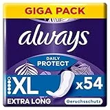 Always Daily Protect Lot de 54 protège-slips extra longs pour femme Parfum frais Convient à toutes les formes de slip Respirant et flexible
