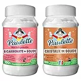 Paulette - Bicarbonate de Soude Ecocert - Nettoie, Ravive les Couleurs, Neutralise les Mauvaises Odeurs - 500g & Cristaux de Soude - Nettoyant Dégraissant Naturel et Ecocert - 500 g